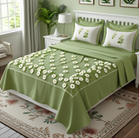High light 100% Embroidered Cotton King Bedsheet, 100 x 108, 210 TC